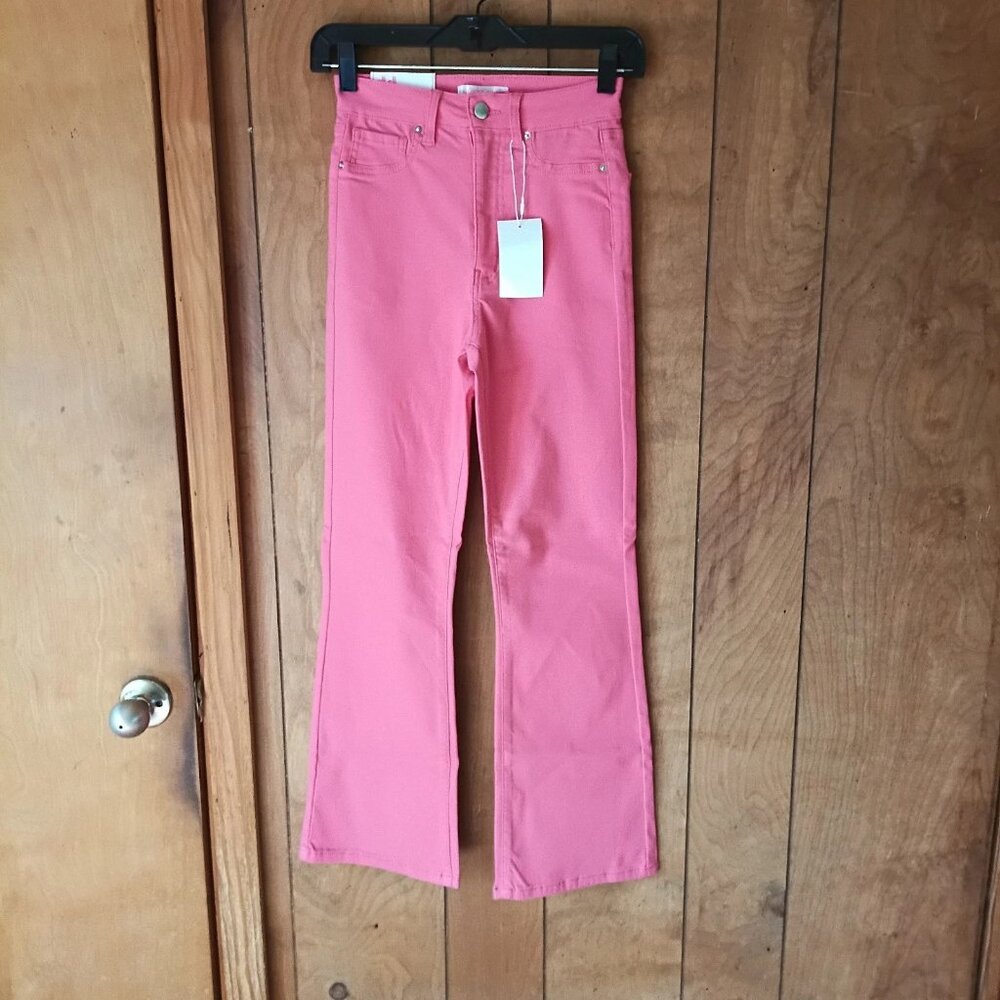Discount Divas Dark Pink Stretch Flare Pants Womens XS NWT High Rise